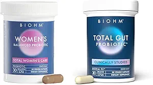 BIOHM Probiotic and Gut-Brain Connect Bundle, 30亿 CFU 每日Probiotic with good Bacteria, Fungi, 支持记忆, 集中, 聚焦, 平衡的Gut, 每人30个服务对象