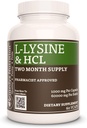 补救措施 L-Lysine HCL − 1000毫克,60 维冈卡普苏莱氨基酸补充营养 → 两个月供应