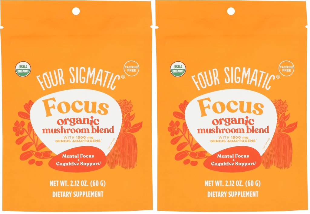 Four Sigmatic Focus 7 Superifoods Adaptogen Blend Mix with Lion's Mane, Cordyceps, Rhodiola, Bacopa & Mucuna + 生产力与创意支持 + 脱咖啡因与溶解 易解 + 30 services (Pack of 2)