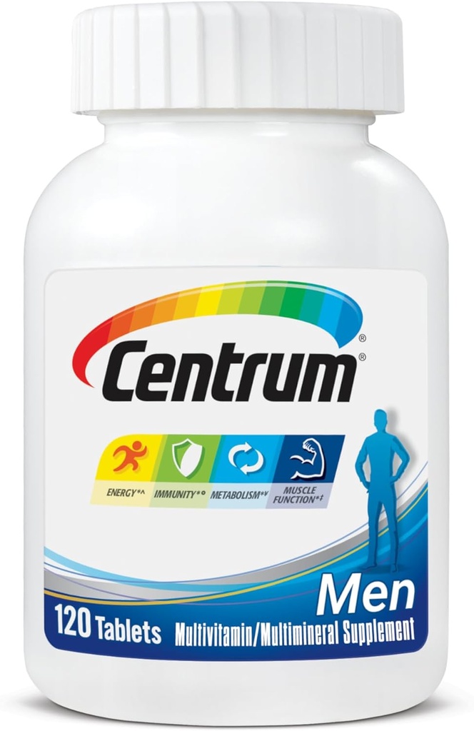 Centrum Multivitamin for Men, Multivitamin/ Multiminal 补充维生素D3, B 维生素和抗氧化剂, Gluten Free, N-GMO 成分 - 120 Counter