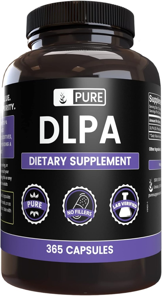 纯原成份 DL-Phenylalanine DLPA (365 Capsules) 无镁或水稻充料, 永远纯净, 实验室验证