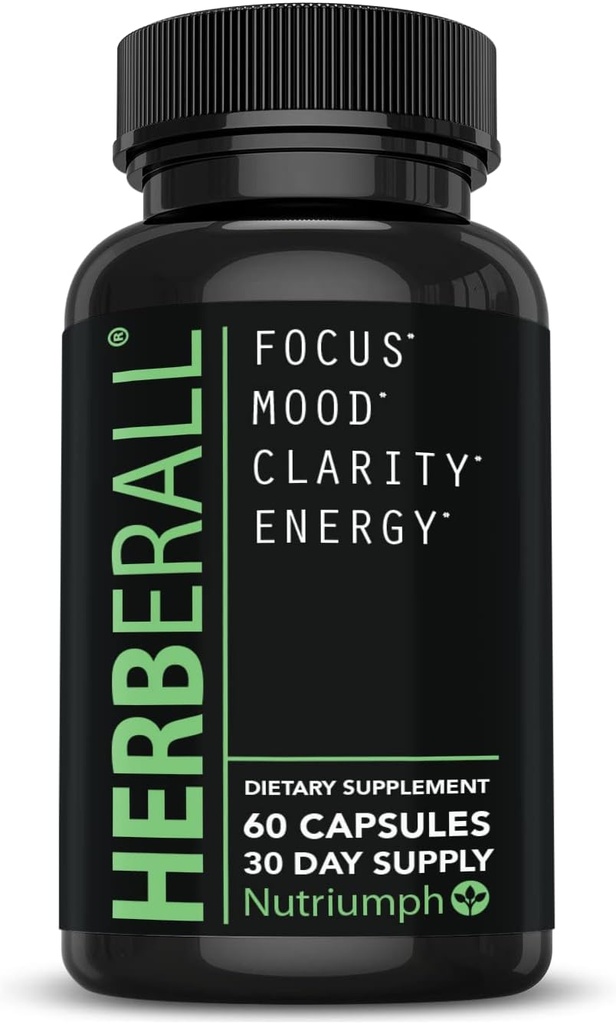 Herberal Nootropic – 大脑助力和焦点支持补编,配有CoQ10,Glutathione,绿茶,Alpha Lipoic酸,橄榄叶和黑辣椒 – 120 Vegan Capsules