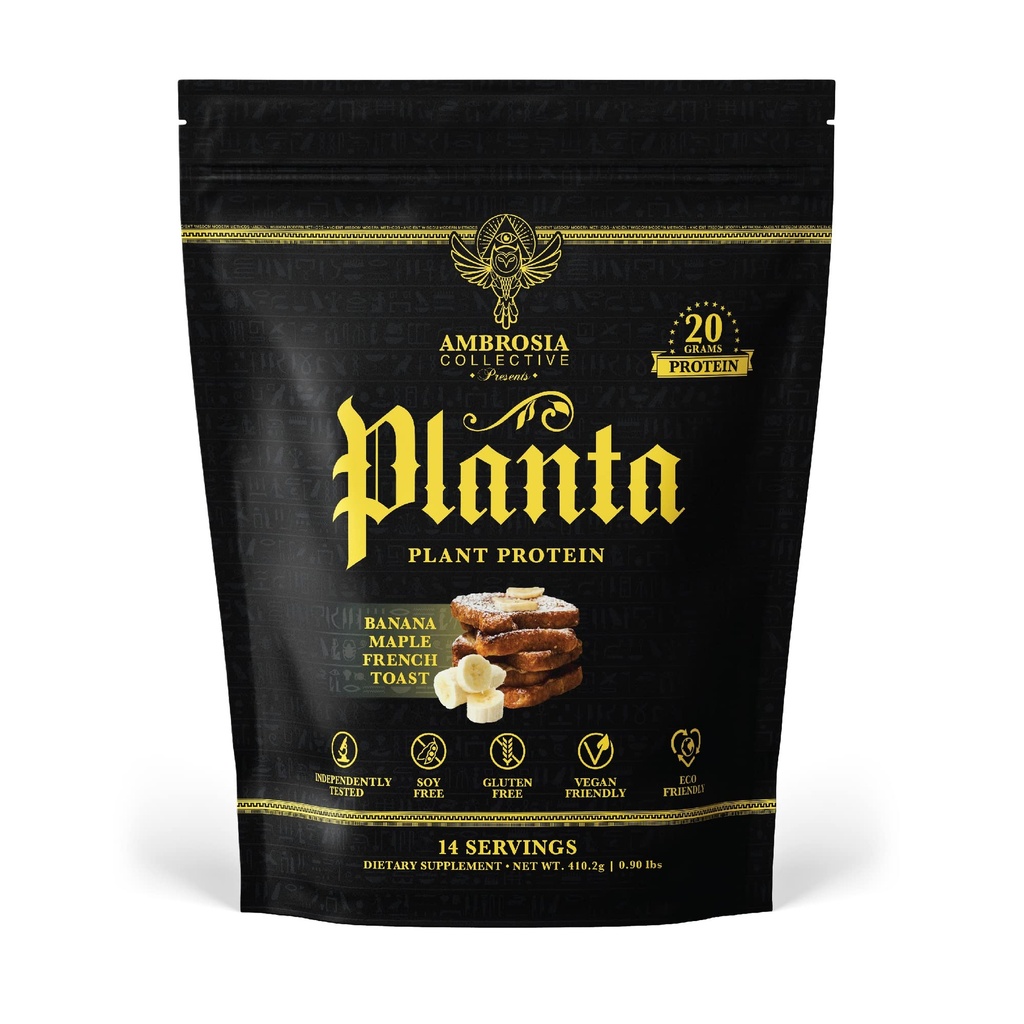 Ambrosia Planta - Premium 植物蛋白 | Vegan & Keto 友好 | Gourmet Flavors with no Bloating 或 胃气 set | | | 14 services | (Bana Maple)