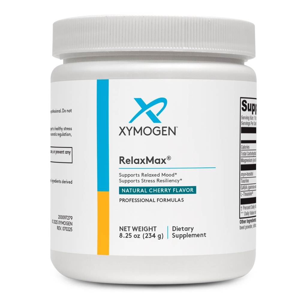 XYMOGEN RelaxMax 饮料混合 - 促进放松,应激力+荷尔蒙支持 - 用Myo-Inositol的镁粉,GABA,L-Theanine - Cherry Flavor Mood支持补编(8.25 oz)
