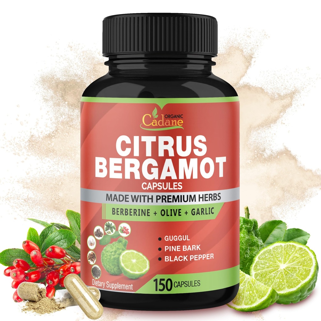Cadane Citrus Bergamot Capsules 配有柏柏林、橄榄、古古古尔、大蒜、松柏、黑辣椒 -- -- 150个Caps,供应5个月