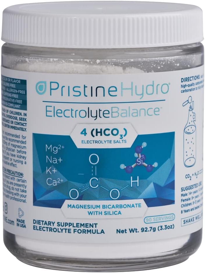 由PristineHydro 补充镁电解质 —— 电解质平衡 —— 与碳酸镁和硅酸镁 —— 补充关键营养剂,使身体性能最大化(90 服药粉)