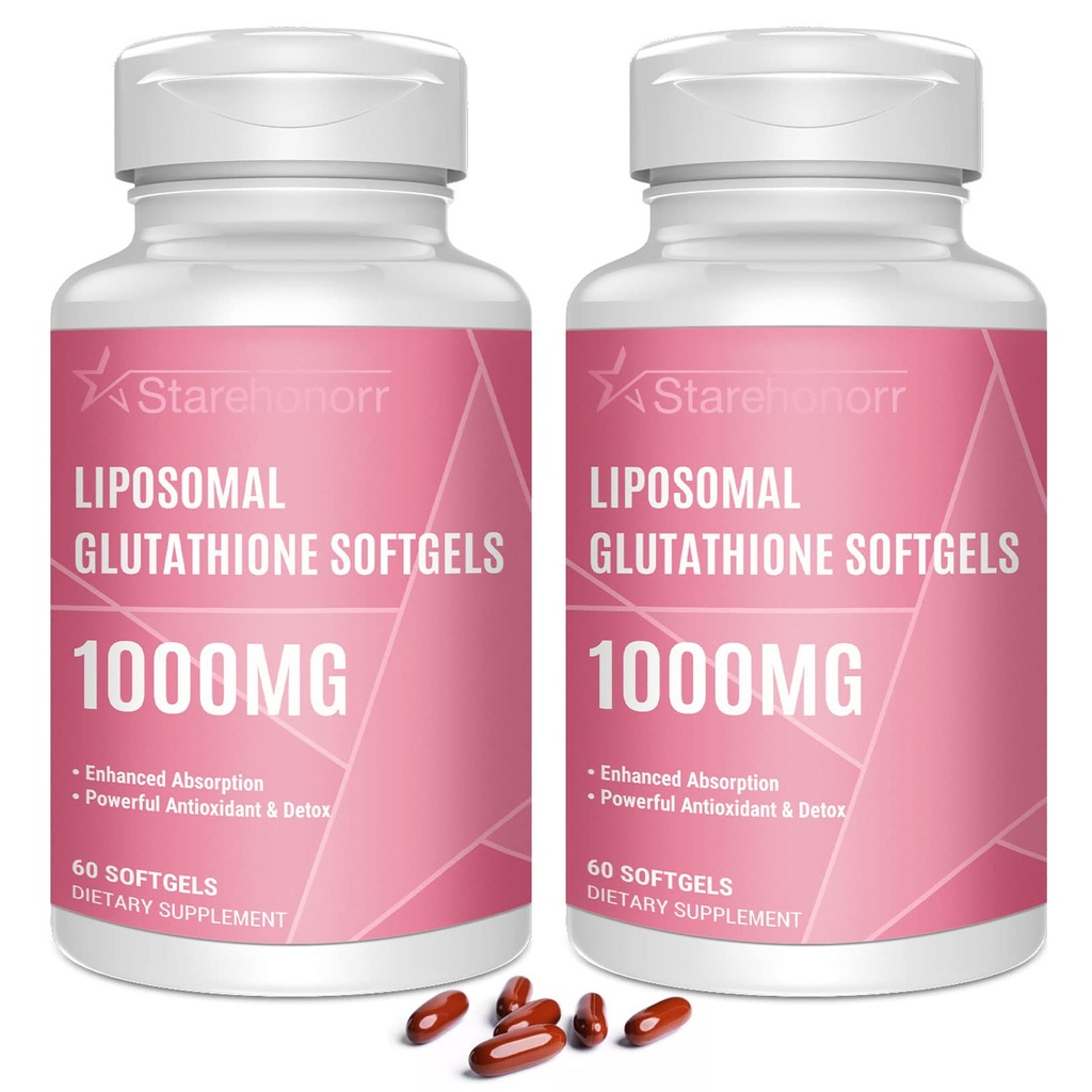 Liposomal Glutathione Softgels 1500MG, 减少Glutathione 补充维生素C, 更好的吸收, 非GMO 强抗氧化剂用于健康衰老, 解毒, 免疫健康,120