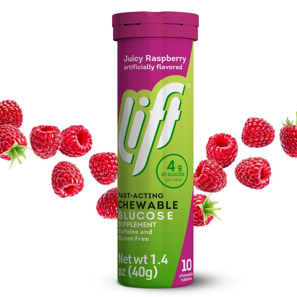 升起葡萄糖快速作用葡萄糖可切换能量片,Raspberry,10 ct Tube(12包)