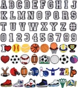 Letters Numbers and Sports Decoration Charms, Basketball Baseball Hockey Softball Soccer Football Gift for Boys Kids Teens and Adults