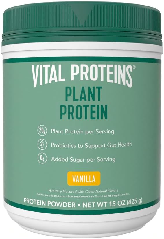 重要蛋白质蛋白粉 — 20g 植物基蛋白与奇克皮亚 – 1B CFU Gut Probiotic for Gut Health, no Added Sugar — Vanilla, 15 oz