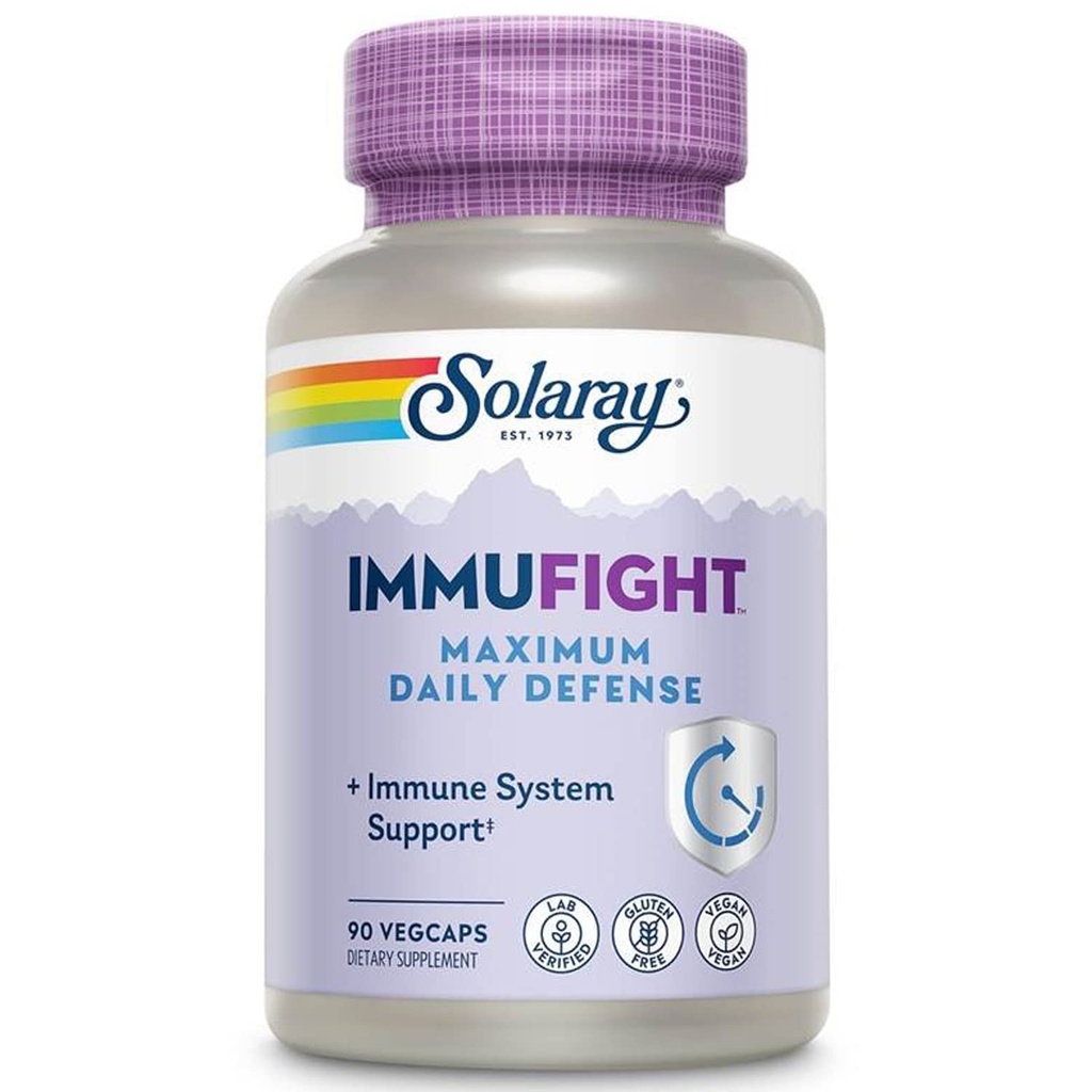 SOLARAY ImmUFY 最大日防,全日免疫支持,维生素C,维生素D,锌,Probios, Monolaurin, Acerola & More, Vegan & Gluten Free, 60日保障, 30次服务, 90次Veg Caps