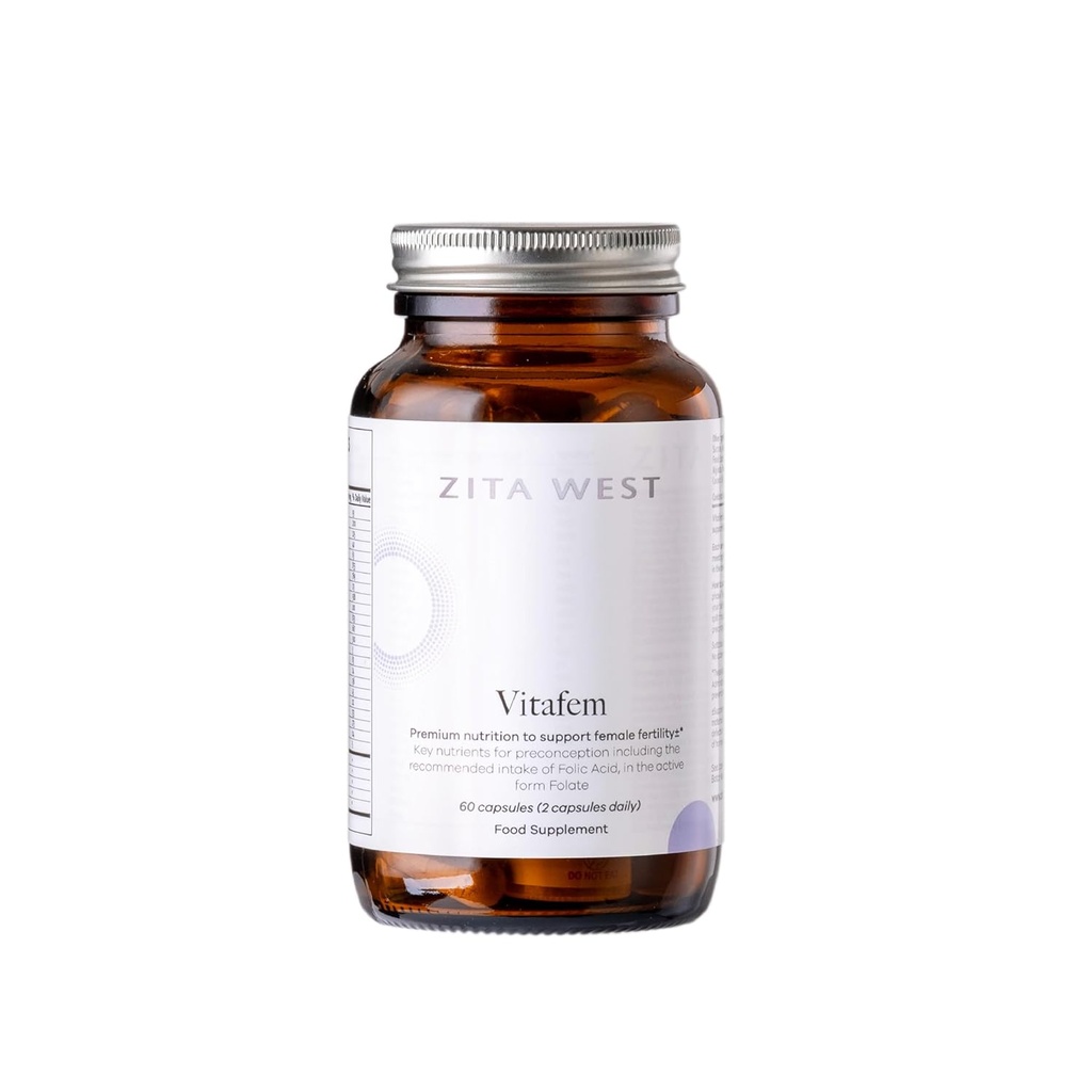 Zita West Vitafem Premium Fertility Supplement for Women - Prenatal Vitamins with Folate for Preconception Support - 60 Capsules (1 Month Supply)