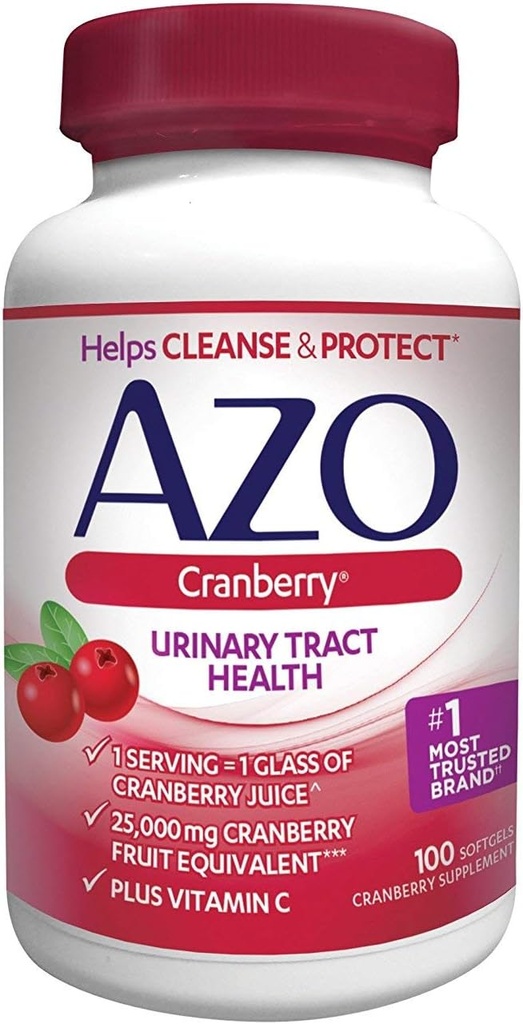 AZO Cranberry, 最大强度, 软胶100 ea(4包)