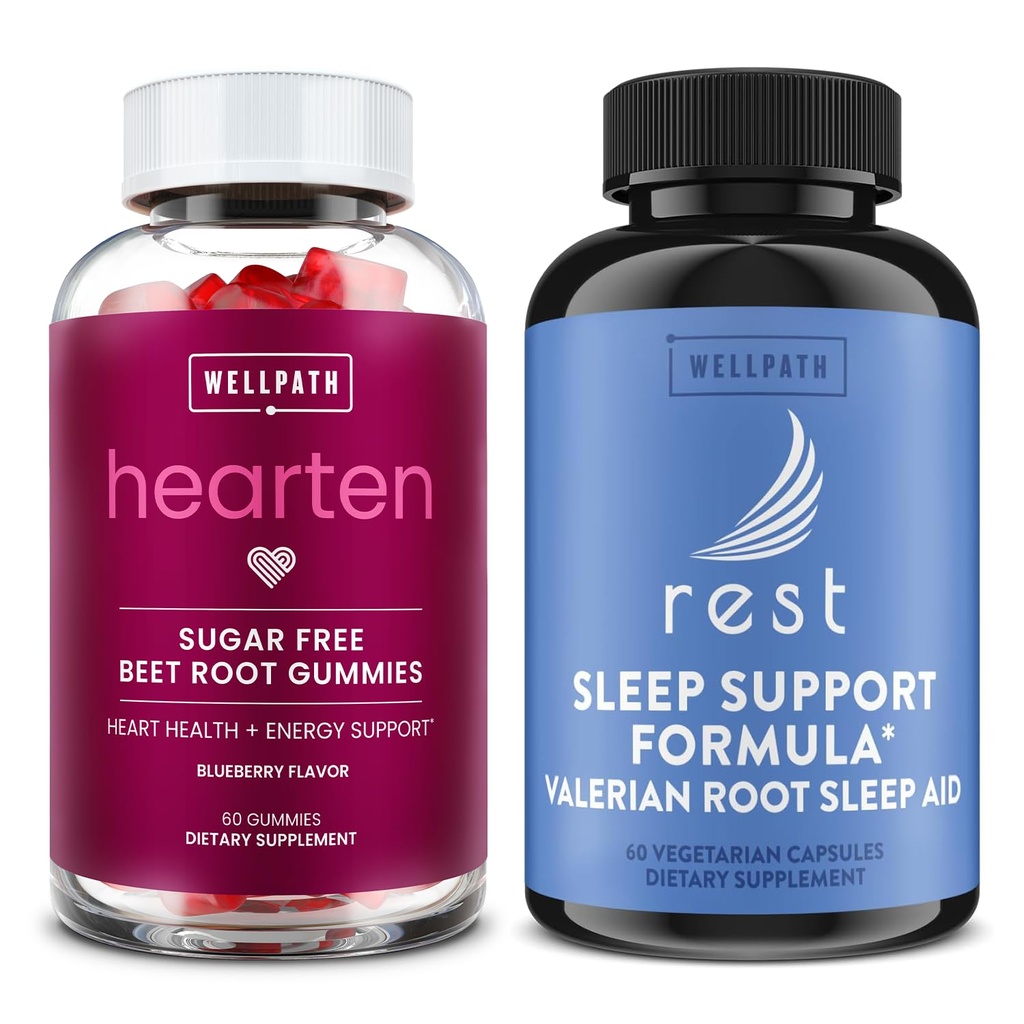 WellPath Beet Root Gummys (Sugar Free) 1500 mg – Blueberry Flavor for Blood Presidence and rest Valerian Root Sleep Aid for 成人与梅拉托宁 & L-Theanine – 自然睡眠支持, 60 Ct