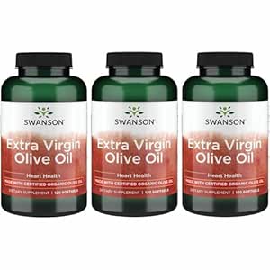 Swanson Extra Virgin 橄榄油 - 自然补充 支持心血管健康 w/Essic Fat Acids - Made w/Organic 冷皮橄榄水果 - (120软胶,每包1克) 3包