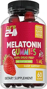Melatonin Gummy儿童,美国制作的1MG儿童睡眠Gummys 3+,无毒品、天然水果草莓火焰