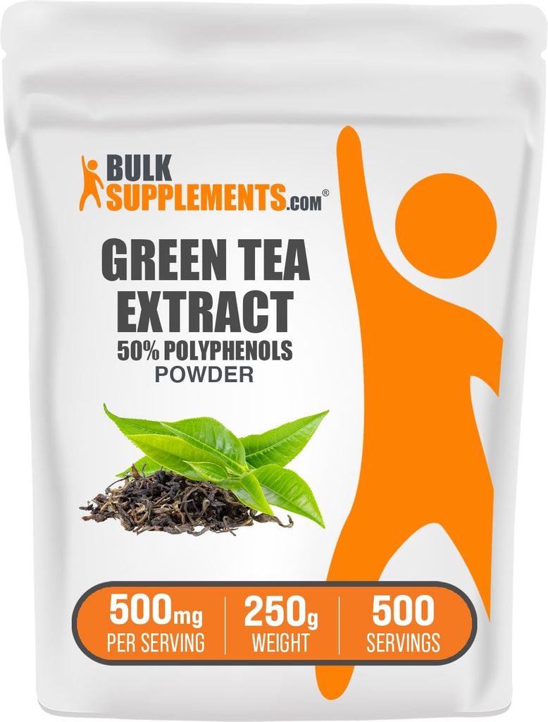 Bulk Assupports.comgreen 茶叶萃取粉 - 50% 多酚补充剂, EGCG 补充剂 - 免费,每服500毫克,250g(8.8 oz)(包1)