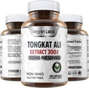 Vegan Labs Tongkat Ali 200:1 摘录, 1200MG Per Services - 180 Vegan Capsules - 支持能源和Stamina-Gluten 自由,非GMO Premium 质量补编