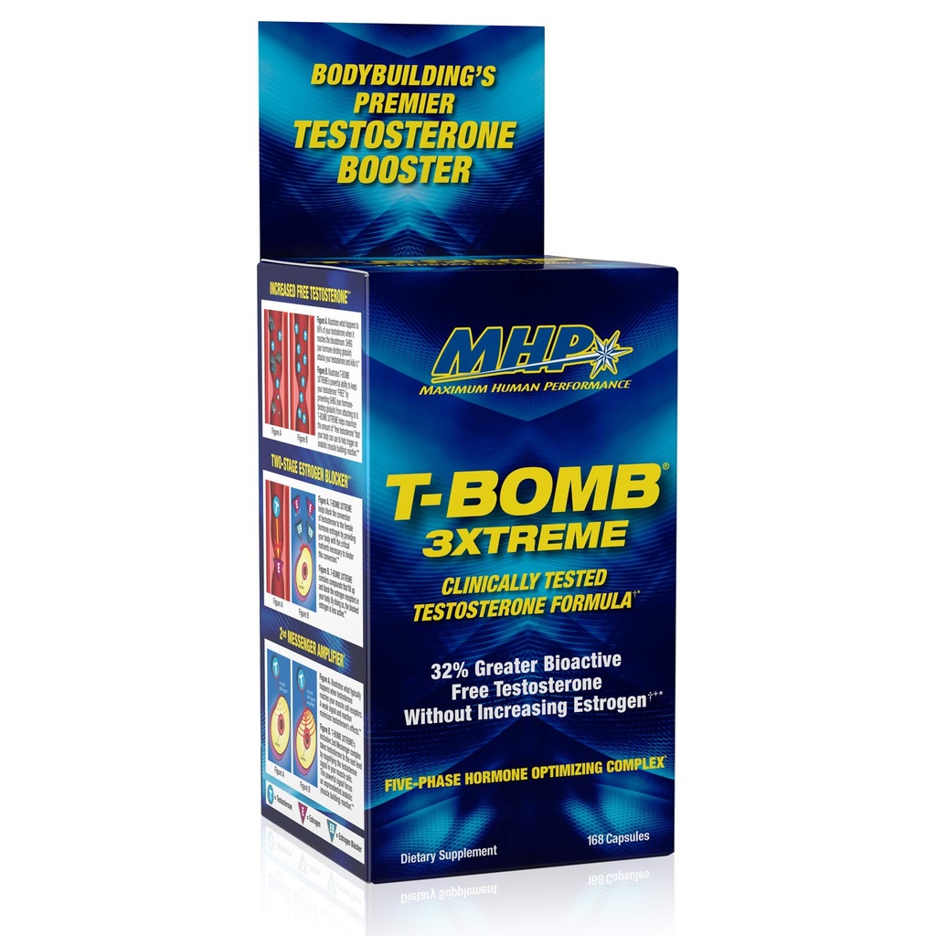 MHP T-Bomb 3xtreme 临床测试,男子睾丸酮助推器,增加Libido,168个计数