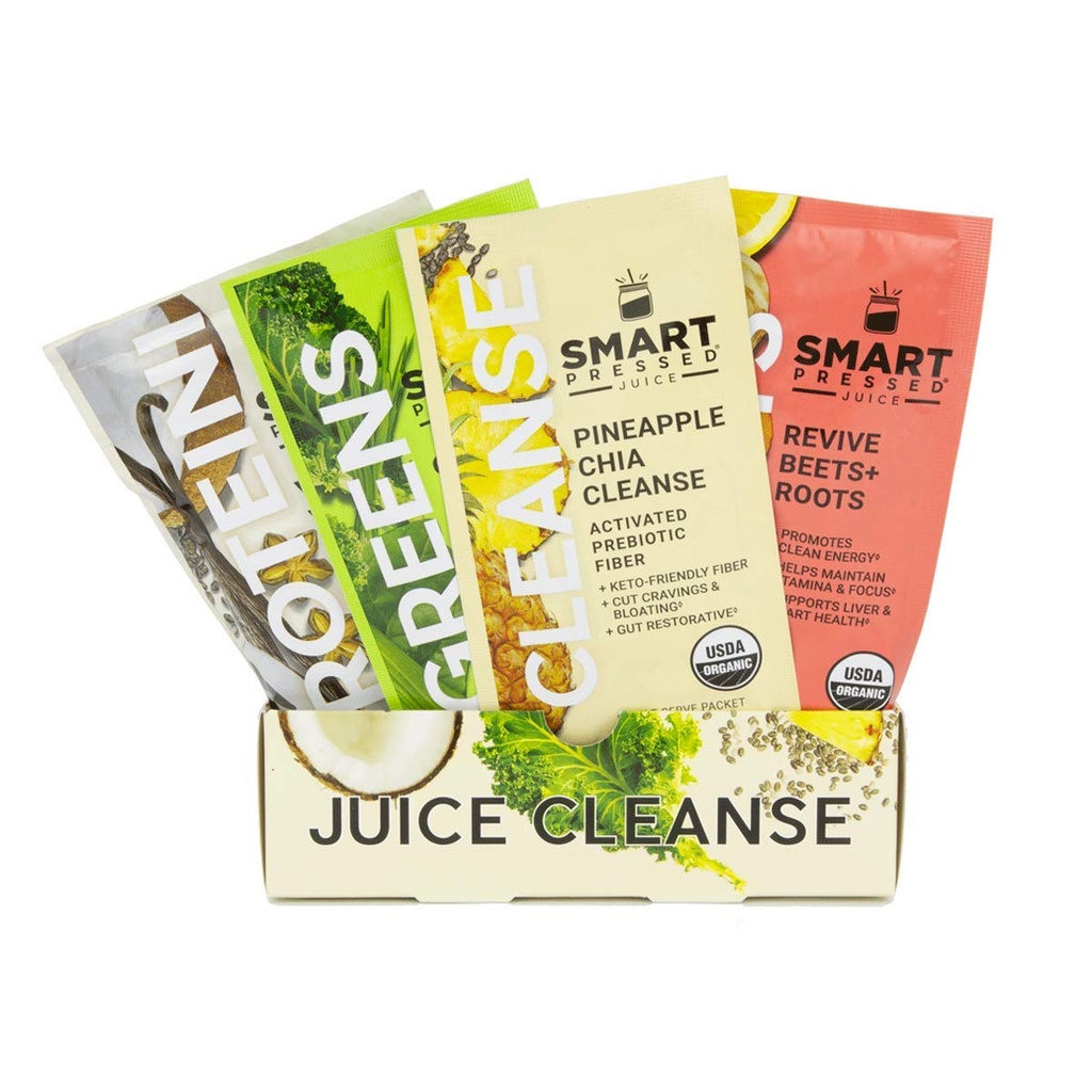 SMART按下1天的汁液 有机汁液 清洁 健康解毒方案 维冈 香草蛋白 绿色汁液 甜菜汁液 菠萝 Chia cleanse 高纤维和维冈