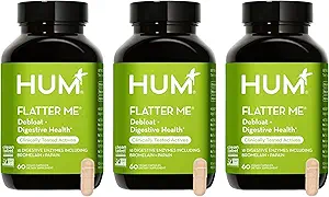 HUM Flatter Me Digestive Enzymes for Women and Menguage, Digestive Health Bloating 配有 Ginger & Peppermint Leaf, 快速代理 Anti Bloat Pills 多酶用于 Debloating, Vegan, 180 Capsules