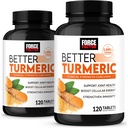 FORCE FACTOR 更好的Turmeric 2-Pack 联合支持 添加黑辣椒的HydroCurmeric Curcumin 临床强度联合支持 240平板,白包装