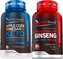Herbtonics Apple Cider Vinegar Capsules Plus Keto BHB | Fat Burner & Wight 亏损女性和男性增益 - 高强 Ginsen 韩国红色 Panax 提取 - 对男性和女性的表现支持