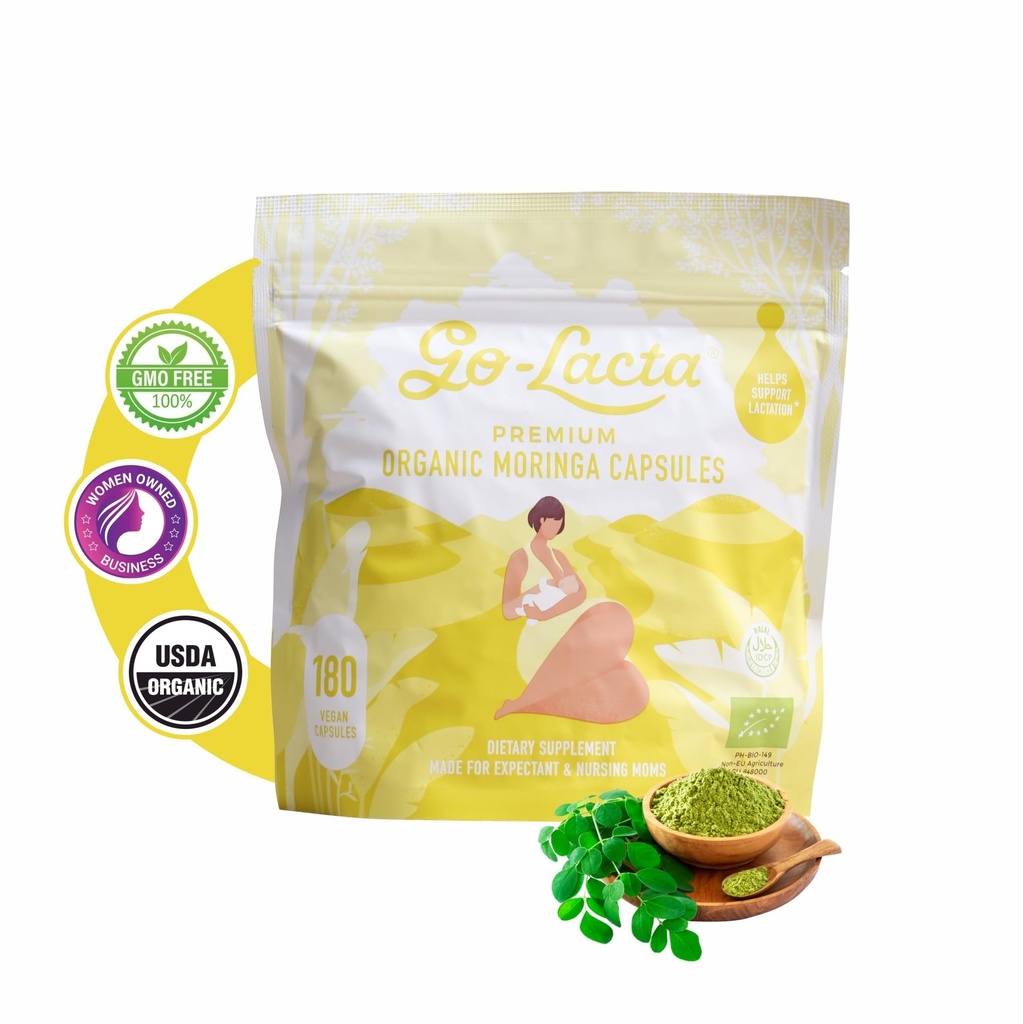 Go-Lacta 100% 母乳喂养有机精品Moringa Capsules -- -- 生产前建立母乳供应 -- -- 母亲和婴儿健康母乳喂养 -- -- 增加母乳供应