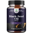 冷压黑种子油盖-Vegan Nigella Sativa 黑种子油盖与Omega 3 6 9 抗氧化剂和Thymoquinone 用于长发免疫支持联合健康和消化