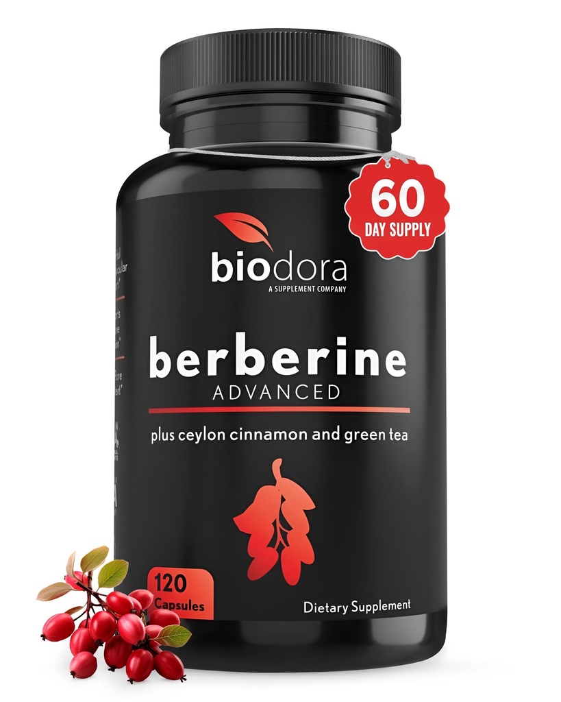 Berberine Advanced Plus with 1200mg Berberine - 100mg Ceylon Cinnamon and 100mg 绿茶提取 - 1400mg Per Dose - 120 卡普尔 - 60天供应 - 支持Immune和心血管