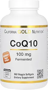 加州金营养 CoQ10 100 mg,Coenzyme Q10 Ubiquinone USP,支持Mitochondrial函数,360 Veggie软胶