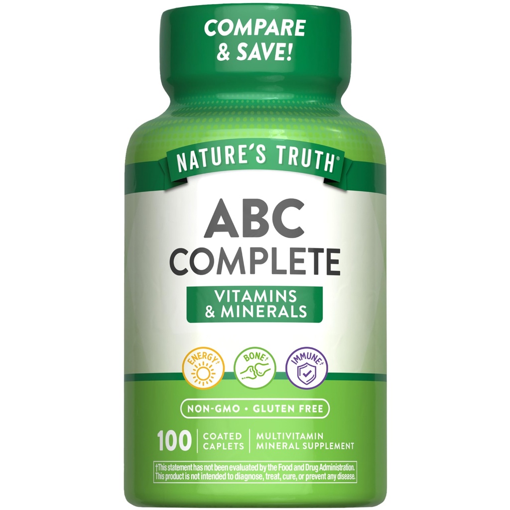 大自然的真理 成人 ABC 完全 男女的多维特敏 | 100 卡普莱特 | Non-GMO & Gluten Free