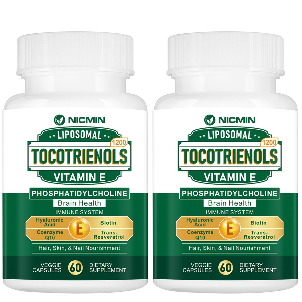 1200MG 维生素E Tocotrienols Liposomal Tocotrienols 配磷酰胆碱,95% 德尔塔-tocotrienols和5% Gamma-tocotrienols, 高吸收性心脏,大脑功能120 Capsules