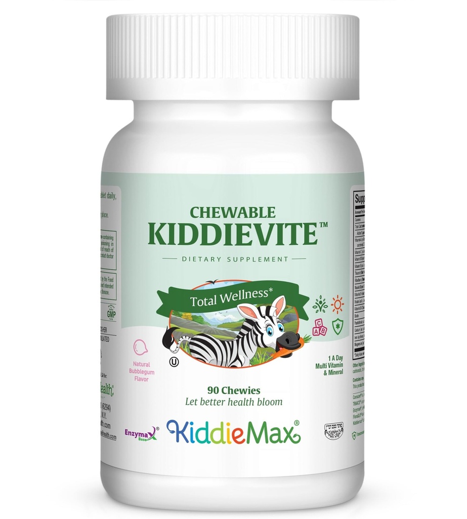 Kids Chewable Multivitamin – Kids Vitamins & Multivitamin with Vitamin C, A, E, D3, Calcium B12, B-1, 铁,锌类饮食辅助 - 儿童泡泡胶90 Chewwits