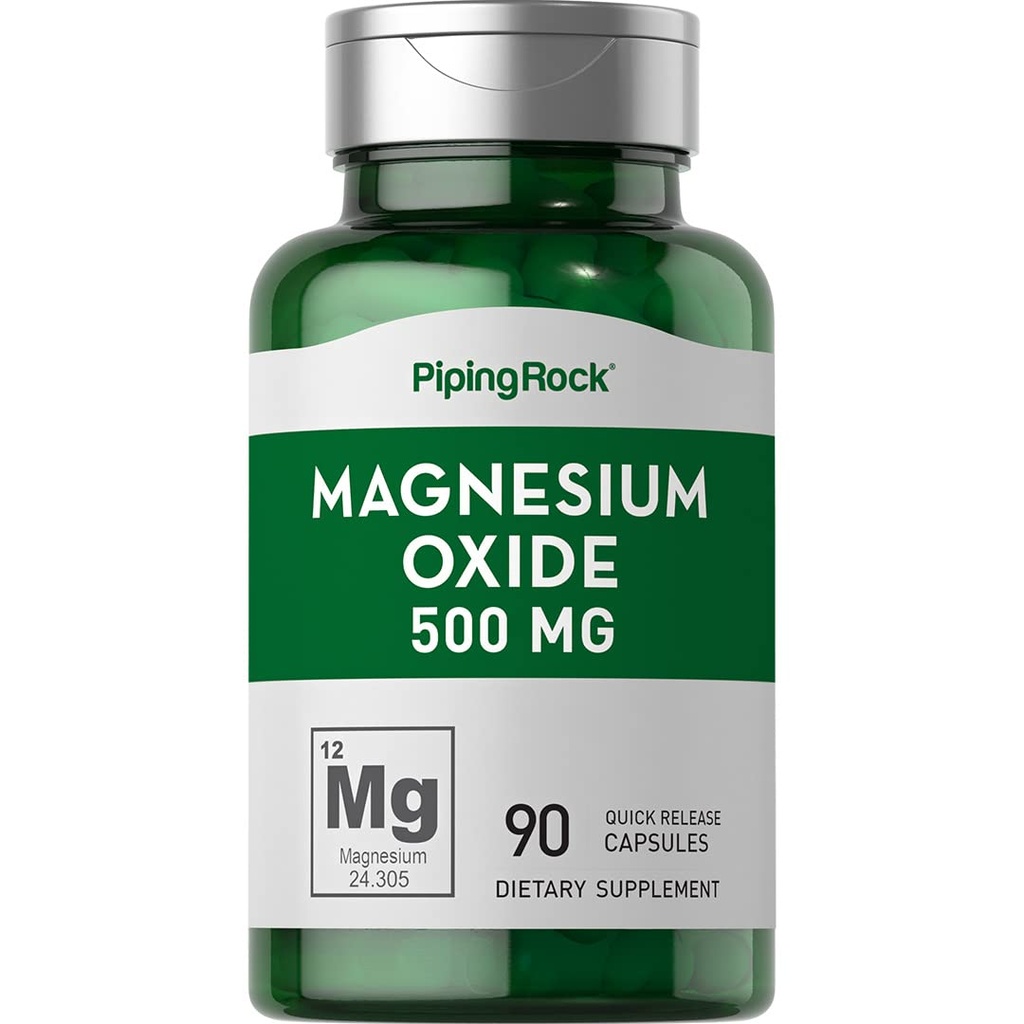 (原始内容存档于2018-03-26) (英语). Piping Rock Magnesium Oxide 500mg Capsules | 90 Counter | Non-GMO, Gluten Free Supplement