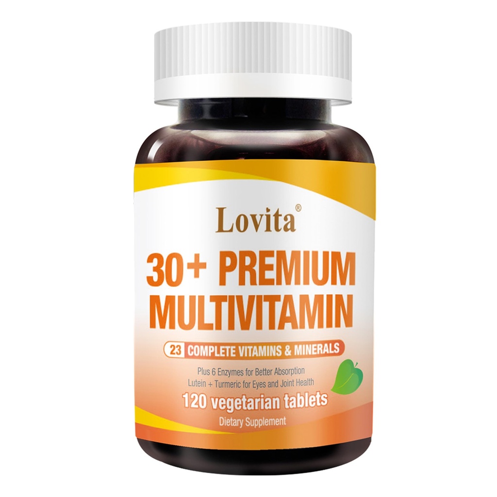 Lovita Premium 30+成年人多维特敏 配有酶,图尔美和综合营养支持 - 120 植物药片