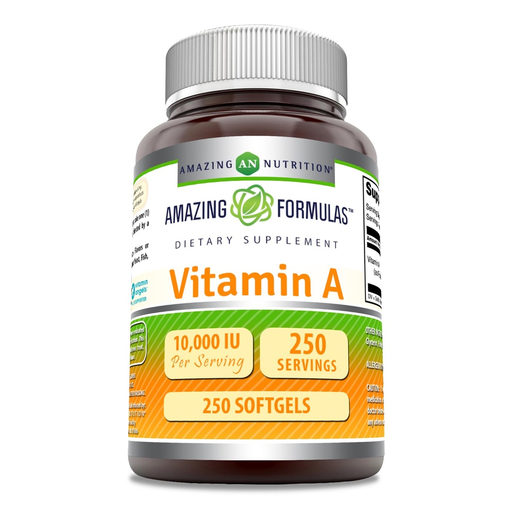 (原始内容存档于2019-09-21) (英语). Excellent Formulaments Vitamin A 10000 IU Supplement QQ作为 Retinyl Palmitate + 3000 Mcg + Softgels + Non-GMO → Gluten Free → 在美国制造 (1 Pack, 250 Count).