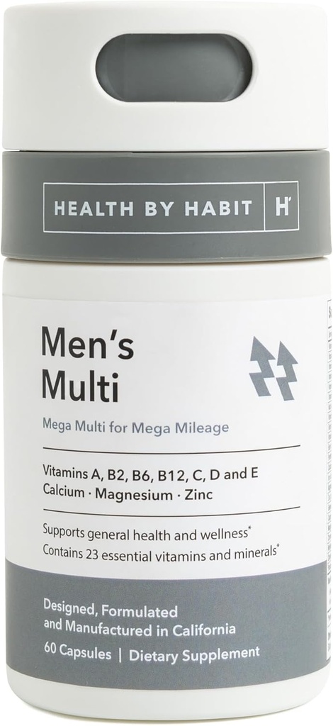 由Habit Mens多份补充品(60 Capsules)提供的保健 -- -- 23种基本维生素和矿物、支持一般保健和福利、非GMO、无糖(1包)