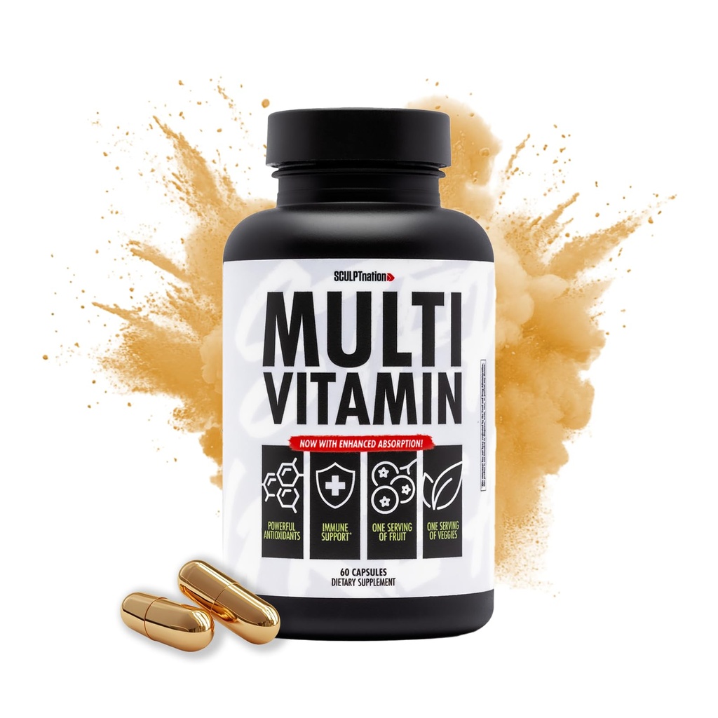 V Shred Multivitamin的雕塑民族 - 带锌、维生素C和铜的男女每日多维塔明, " 一种水果和蔬菜的营养支持 " - 60卡普尔