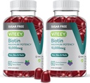 Viteey Biotin Gummies for Hair, Skin, and Nails 10,000mcg - Sugar Free - Hair Growth Gummies, Healthy Skin Glow, Strong Healthy Nail Growth - Vegan, Gluten Free, Gelatin Free- Tasty Berry Flavor