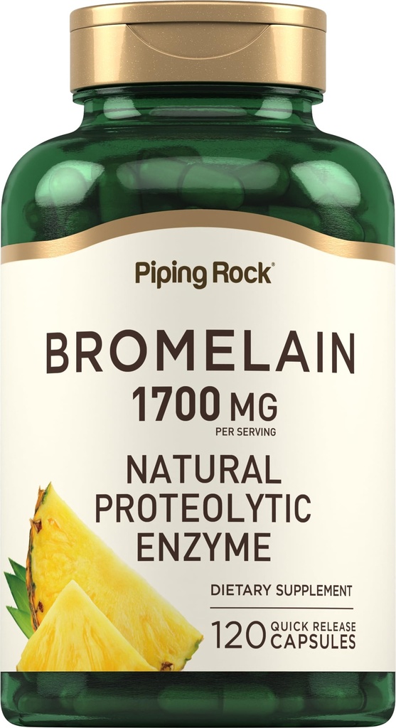 Piping Rock Bromelain 补充 | 1700 mg | 120 Capsules | Pineapple Enzyme | Non-GMO, Gluten Free