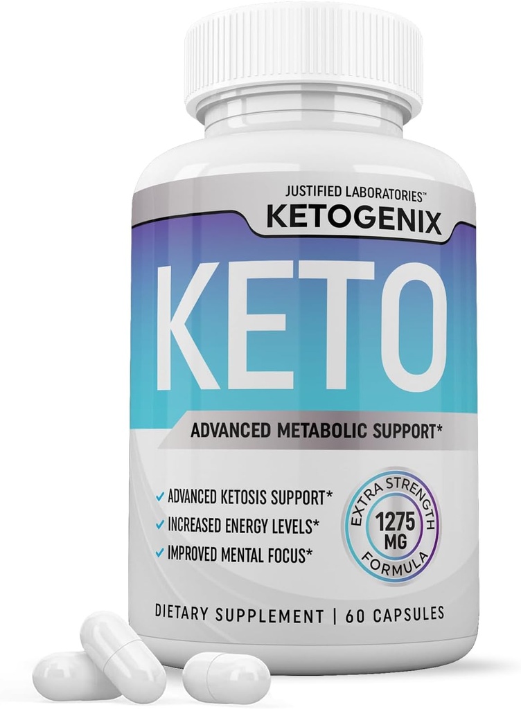 Ketogenix Keto Pills 1275MG 新型和改良配方包含苹果苹果苹果酒 葡萄酒 外生橄榄油 绿茶叶 60 Capsules