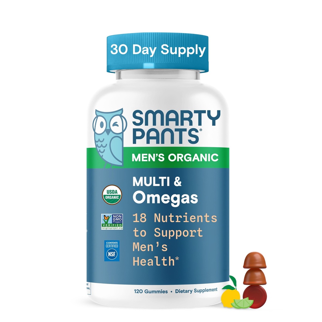 SmartyPants Multivitamin for Men,有机胶原:甲基福特,Omega 3 (ALA),维生素D3,C,维生素B12,B6,A,K & Zinc for Imune Support, Biotin, Vegetarian, 120 Gummys (30天供应)