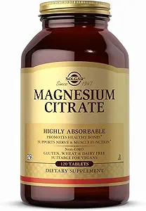 Solgar Magnesium Citrate - 120平板电脑 - 支持 Nerve & Muscle 函数 - 高度耐受性 - 非GMO, Vegan, Gluten Free, Kosher - 60 services
