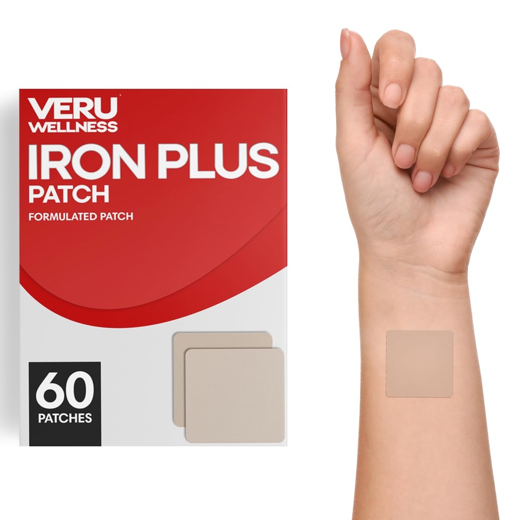 Veru Wellness Iron Plus 每日补丁 - 缺铁支持 - 血液水平和能量(60天)
