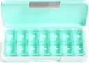 Zoksi Am Pm Pill 组织者 第7天,每周药盒第2次每天,药物药盒组织者单独配药,用于维生素、鱼油、药品(绿色)的旅游药盒药剂师