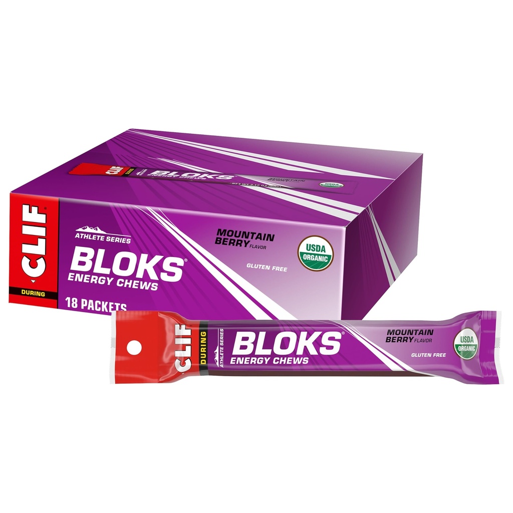 CLIF BLOKS - 山地Berry Flavor - 能源 Chews - 非GMO - 工厂基 - 循环和运行快速燃料 - 快速碳水化合物和电解质 - 2.12 oz. (18 计)