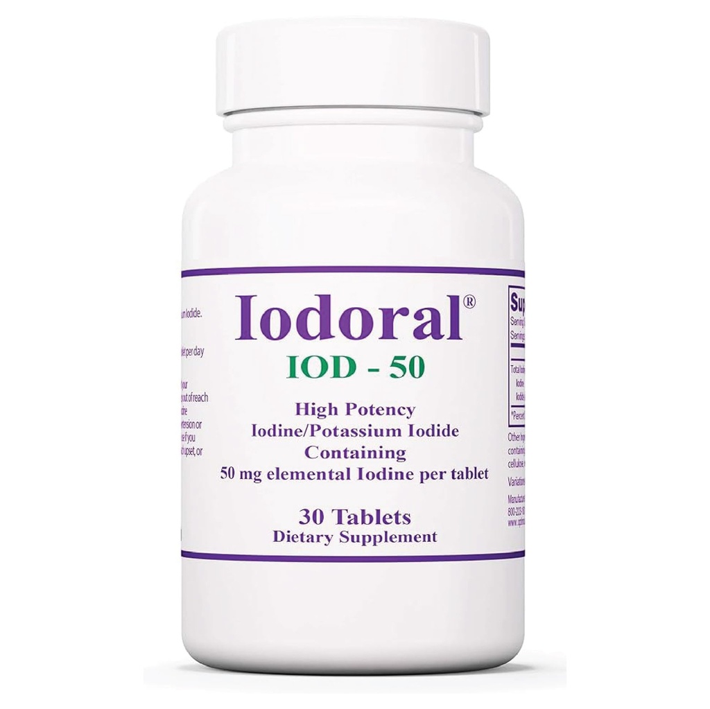 Optimox Iodoral 50 mg 补充 - 碘化钾片,甲状腺支持,每日维生素和矿物,Lugol的碘溶液 - 30 Counter.