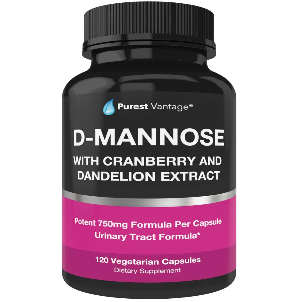 D Mannose Capsules 配有 600 mg D-Mannose Power Per Cap - 配有添加的 Cranberry 和 Dandelion 提取器在Bladder, Urinary Tract 和 UTI 支持中的援助 - 120 Veggie Caps