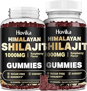Shilajit Gummys 1000 mg for Men & Women - Shilajit Gummys 配有85+ Trace Minerals, Ashwagandha, Turmeric, Black Pepper - 能量和免疫支持 - 糖自由的Raspberry Flavor 60 Count